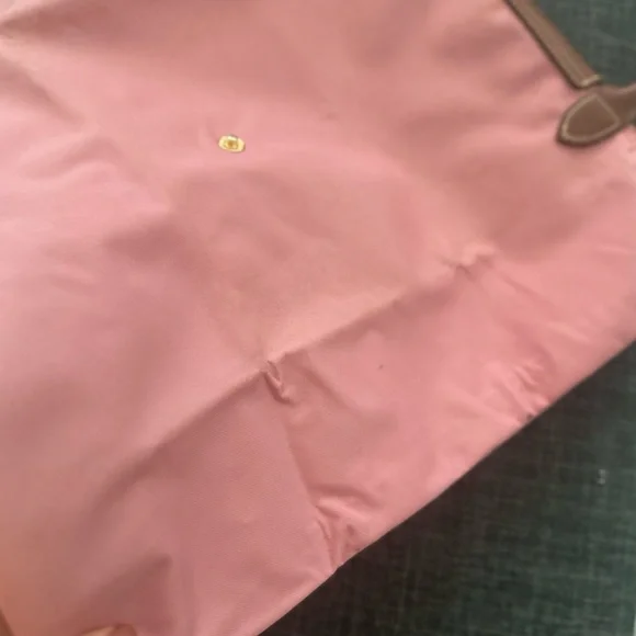 Longchamp Pink Tote Bag with Brown Leather and Zipper Closure - Picture 12 of 16